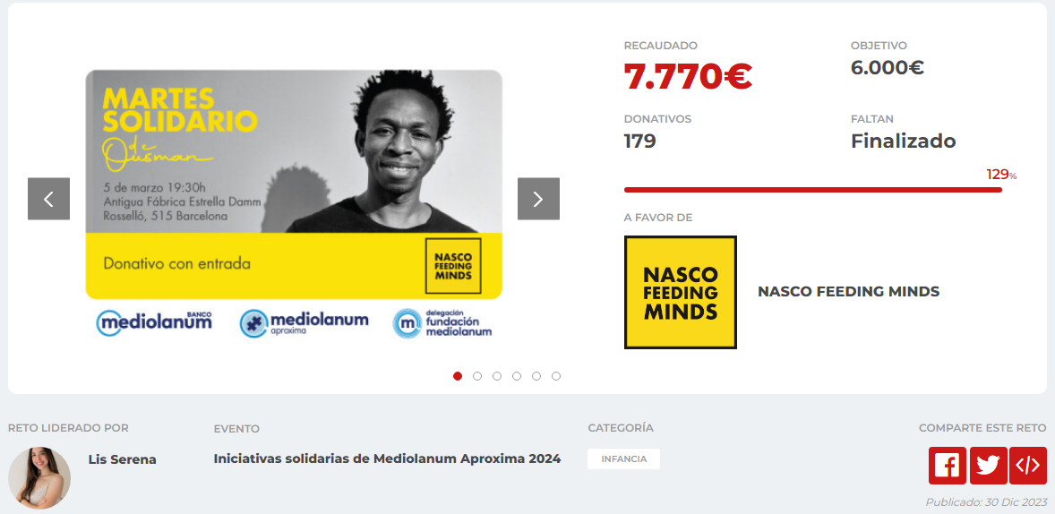 iniciativa solidaria con Nasco Feeding Minds